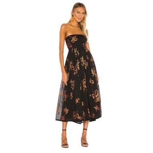 Free People Baja Babe Midi Dress - Black Combo - Size XS